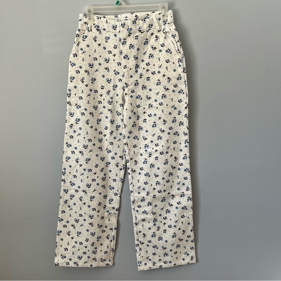 Lulus Everyday Personality Ivory Floral Print Twill High Rise Pants Size S NWT - Picture 3 of 16